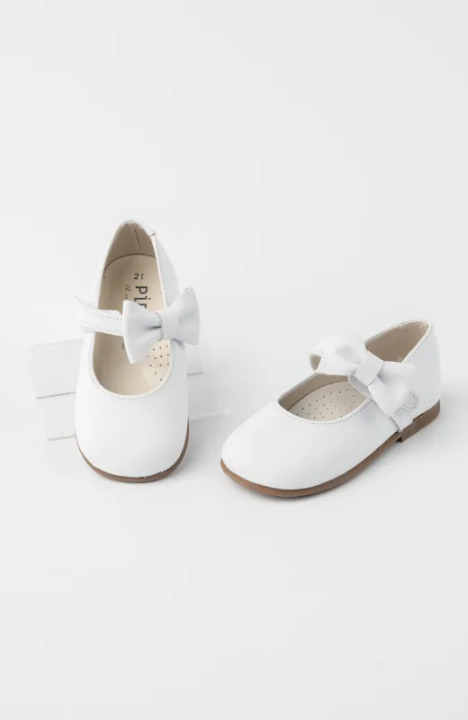 Zapatos niña merceditas lacito blanco, perfecto para Arras, Bautizo o cumpleaños.