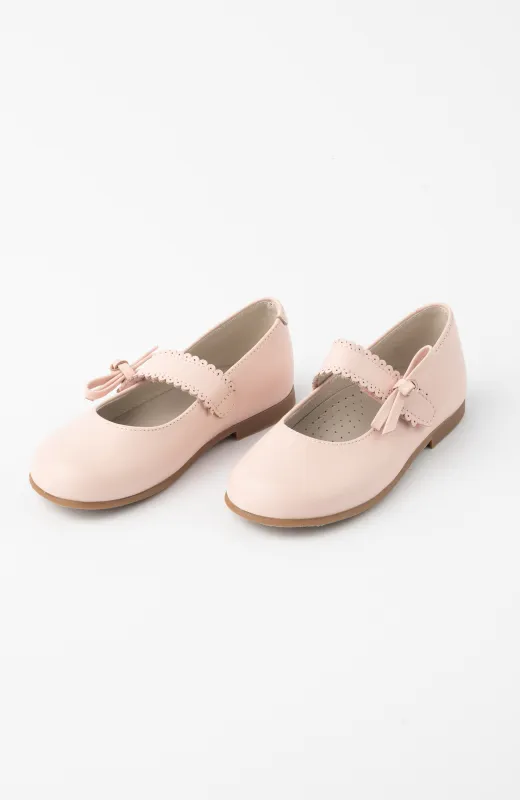 Zapato niña ceremonia infantil lazo en color rosa , ideal para Bautizo y otras fiestas infantiles