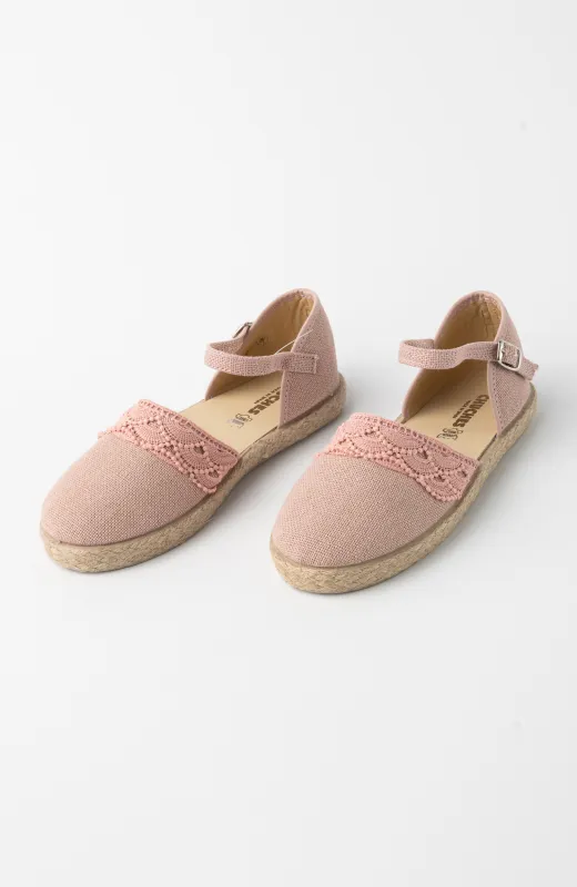 Esparteñas niña ceremonia en color rosa de Chuches ideal para celebraciones infantiles de Arras, Bautizo o Comunión