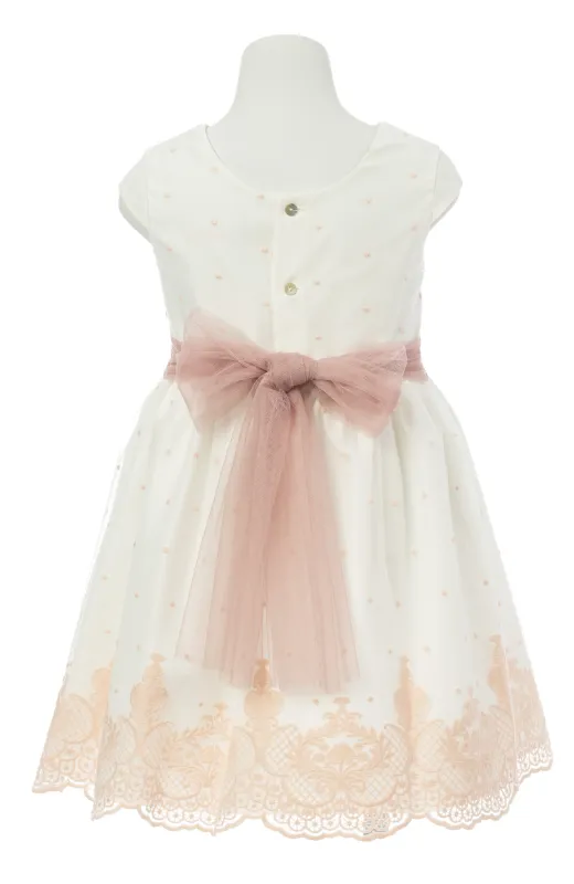 Es más que un vestido, es un recuerdo Vestido niña bordado ceremonia con lazada en espalda