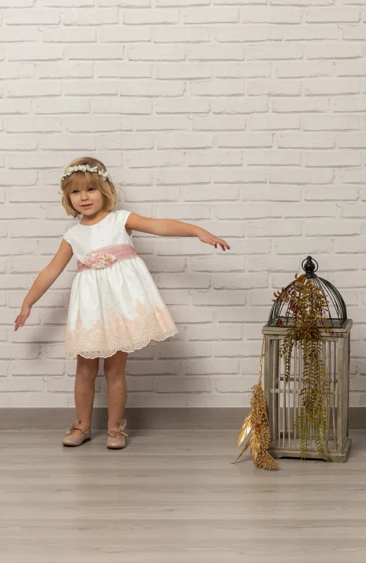 Vestido niña bordado ceremonia con falda bordada
