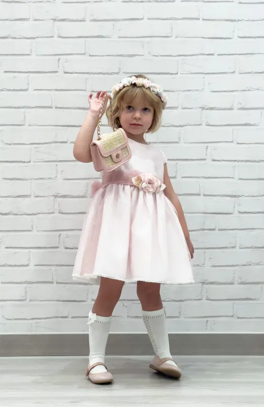 Delicado como su forma de mirar Vestido niña de ceremonia topos rosas en Vuvalu by peña niños ideal para Arras