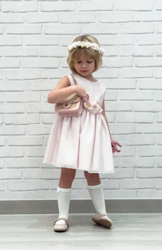 Vestido niña de ceremonia topos rosas ideal para Arras y acompañamiento de ceremonias y graduaciones