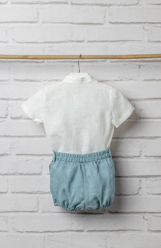 Moda infantil con significado Conjunto bebe lino océano, perfecto para ceremonia infantil