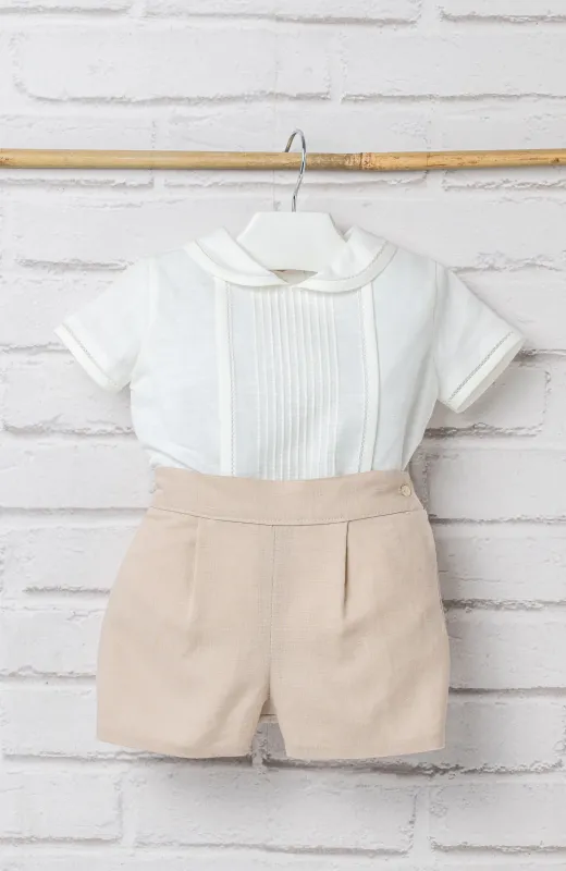 Traje Bautizo niño elegante  tostado Charo modelo 458