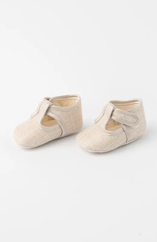 Para guardar como recuerdo Zapato niño bebé dorado, con cierre de velcro