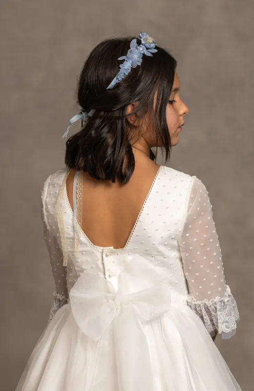 Hecho para su sonrisa Vestido de Comunión escote original