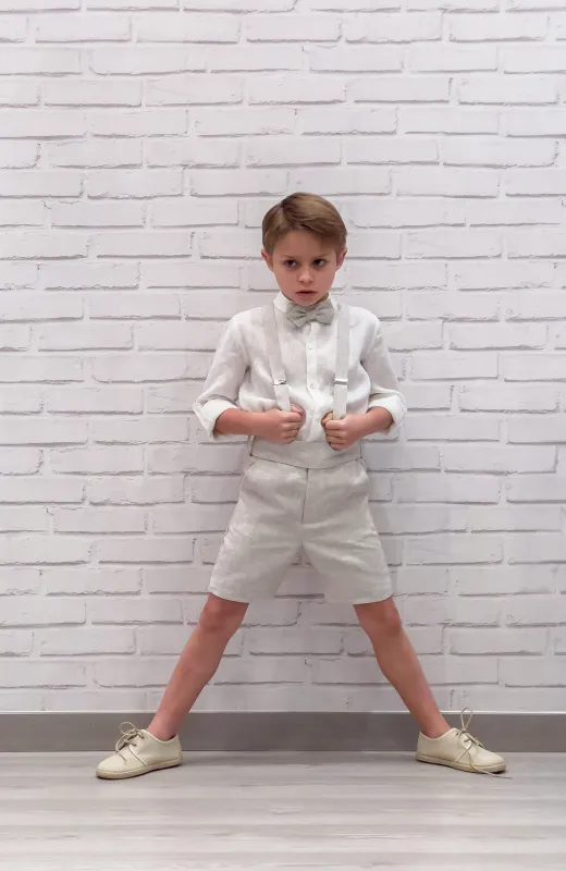 Todo el estilo, en su talla Traje elegante niño lino color tostado de ceremonia infantil