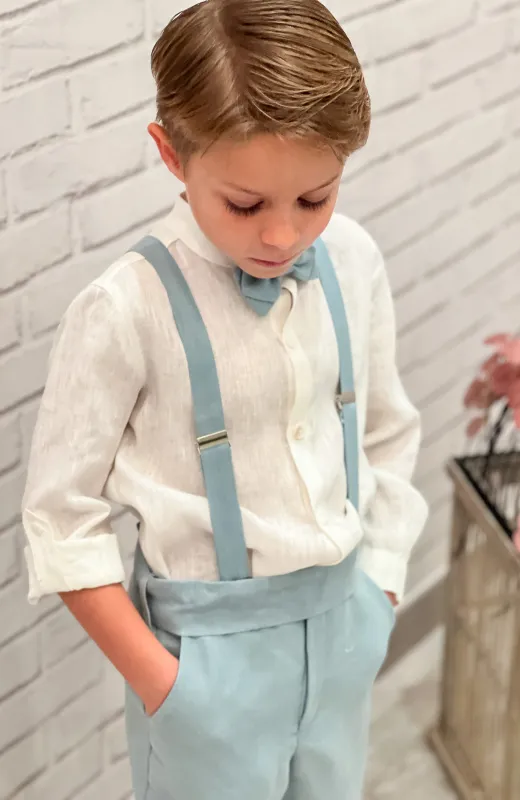 En cada boda hay un niño especial Traje elegante niño lino océano, para llevar las arras o los anillos