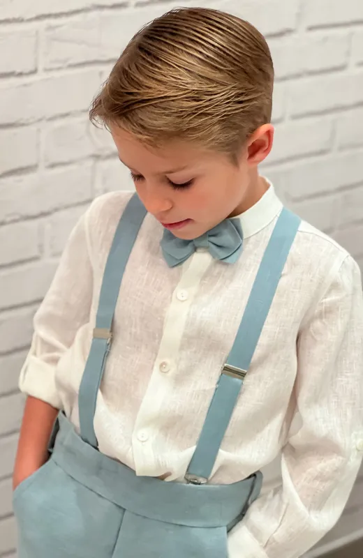 Su look hablará por él Traje elegante niño lino océano, ideal para Arras y Bautizo