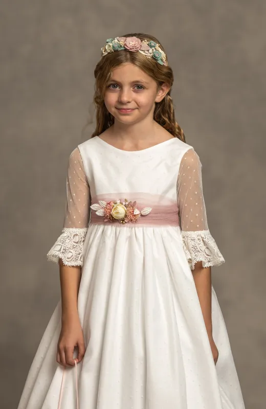 Vestido Comunión niña manga francesa