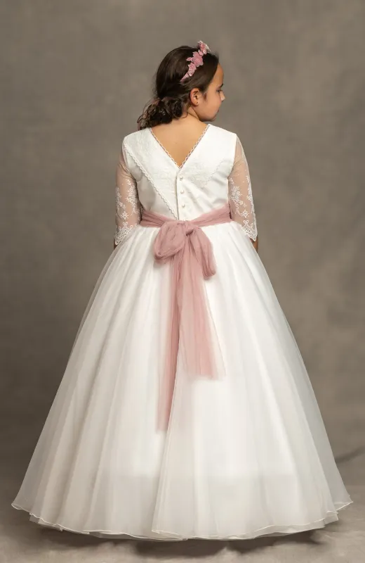 Vestido de Comunión niña Outlet con escote espalda