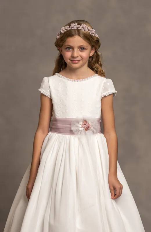 Vestido de Comunión niña Outlet fajín lila