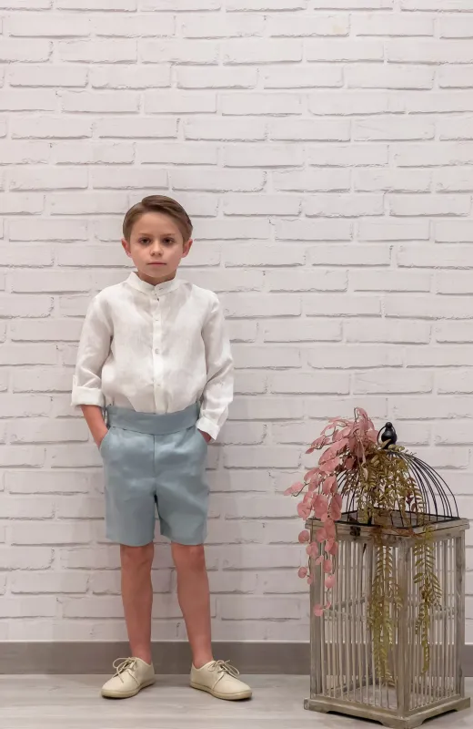 Acompañar también es protagonizar Conjunto niño lino ceremonia océano, perfecto para primavera, verano y otoño