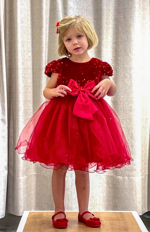 Vestido niña lentejuelas fiesta rojo Navideño