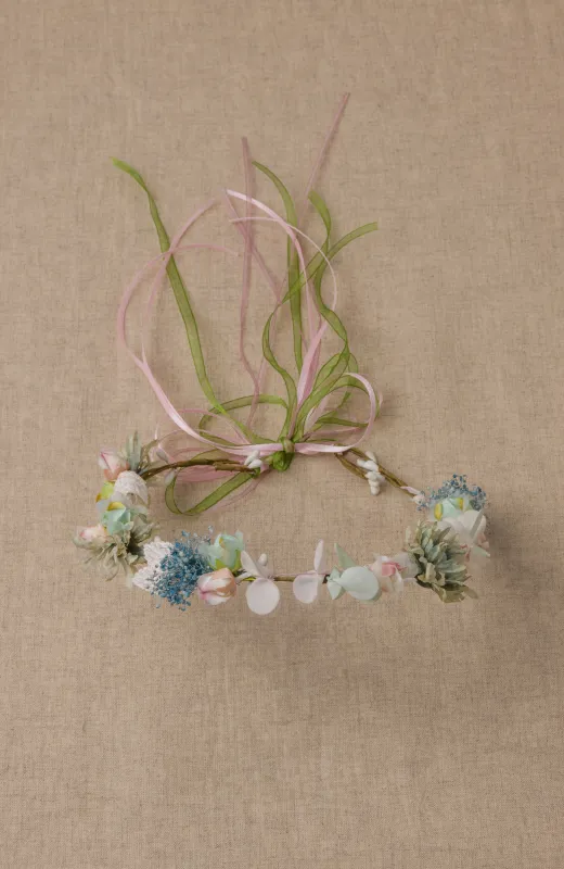 Corona flores silvestres niña ceremonia ideal para Comunión y Arras