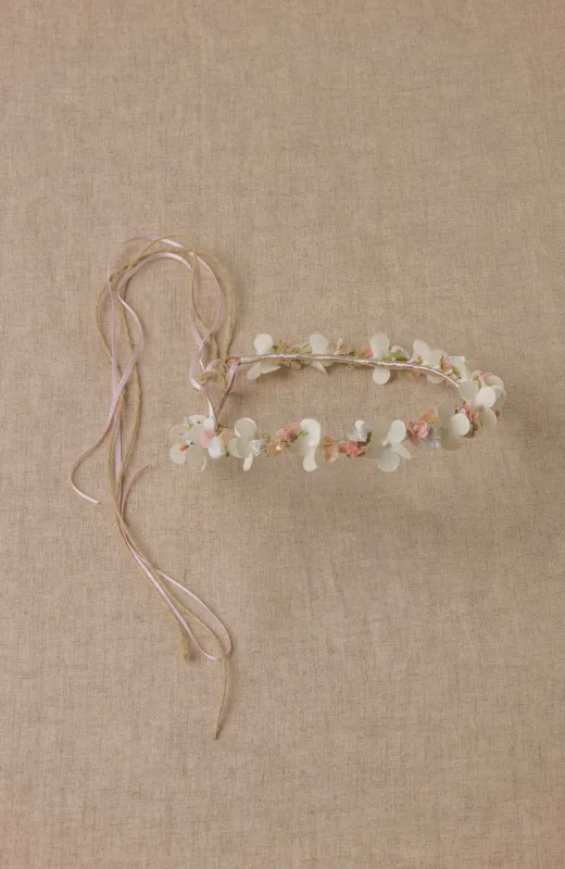 Corona de florecitas rosas niña ceremonia ideal para Comunión y Arras