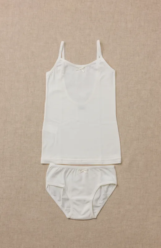 Ropa interior niña Ceremonia con escote en espalda Vuvalu, ideal para llevar debajo del vestido de Comunión o de Arras porque es 100% algodón