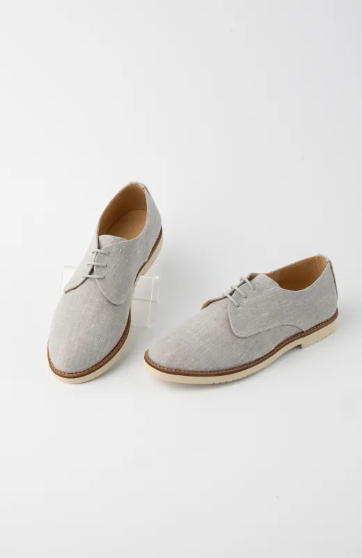 Camina con estilo propio Zapatos niño vestir tejido lino gris , ideal para tarjes de niño