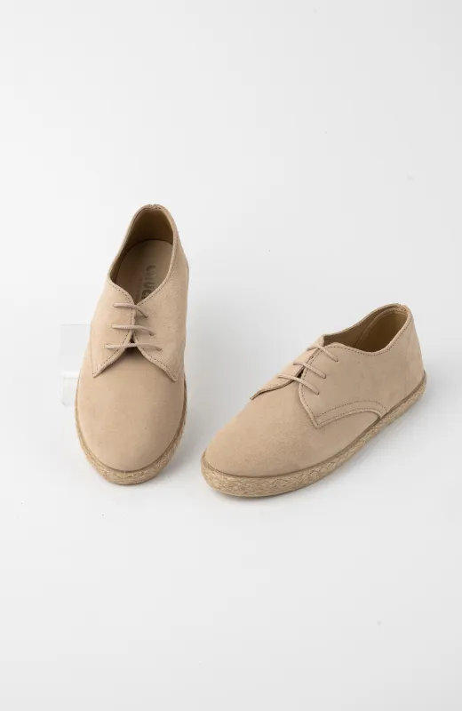 Alpargata niño yute ante tostado, para conjuntos de Arras y ceremonia