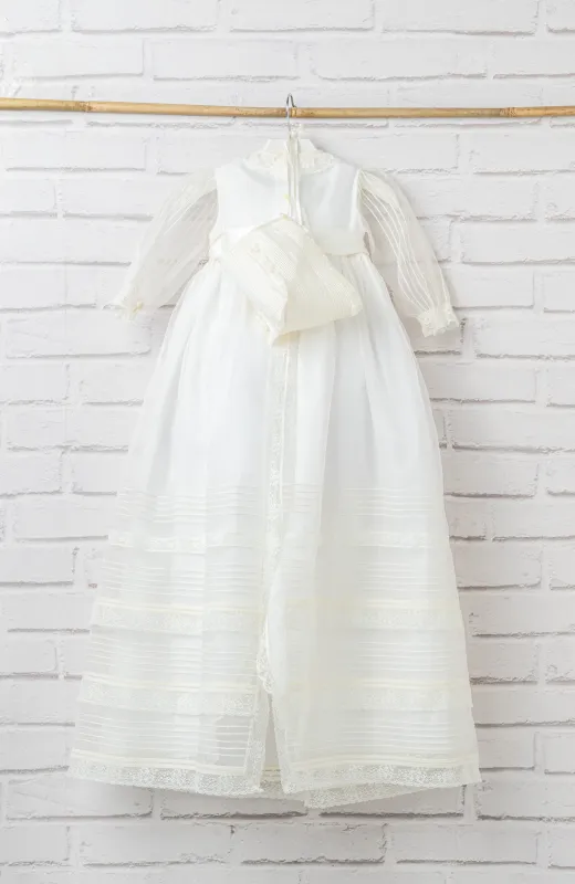 Charo FaldonCapa 209 Faldón de Bautizo con capa y capota clásico color crudo