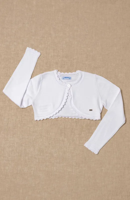 El calor más bonito del mundo Bolero niña bebe básico blanco ideal para llevar con vestido de ceremonia de bebe