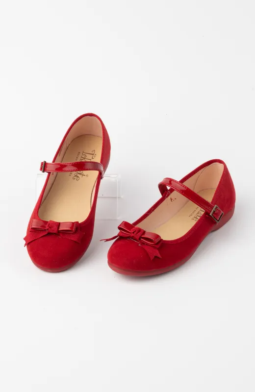 Zapatos niña lazo charol rojo ideales para Navidad y cumpleaños