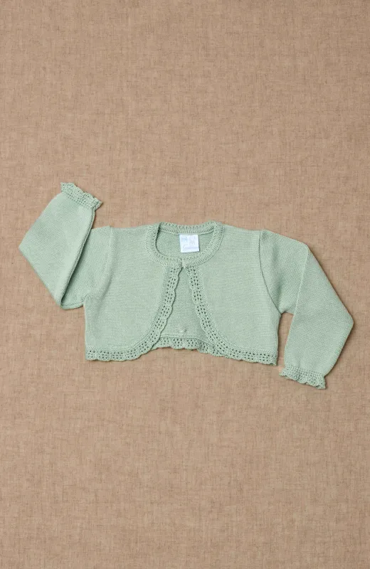 Para que nada estropee su gran día Chaqueta niña bebé vestir color verde , ideal para Bautizo y ceremonia infantil