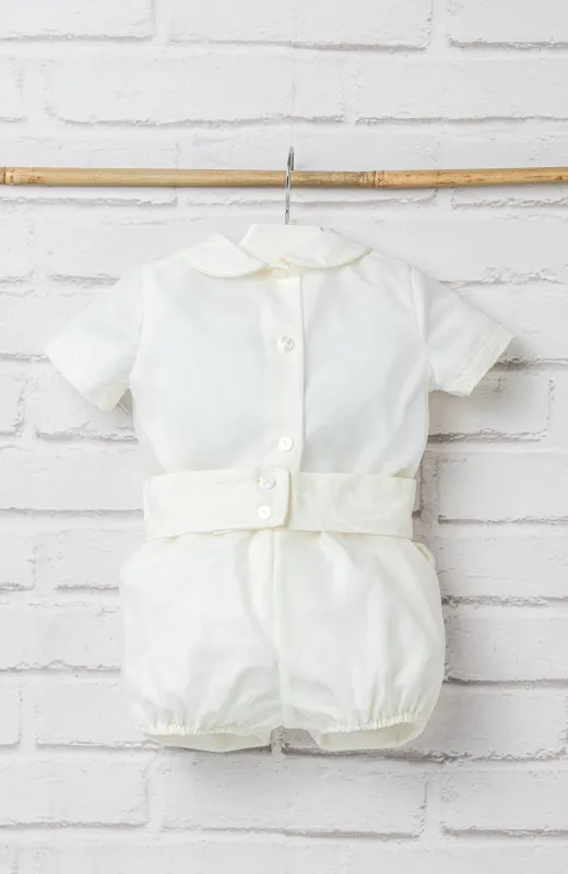 Herencia con puntadas de amor Traje niño Bautizo crudo con cuello bebé muy elegante para vestir