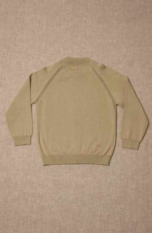 Hecha para cobijar recuerdos Chaqueta niño lisa cremallera tostada, perfecta para ceremonias infantiles