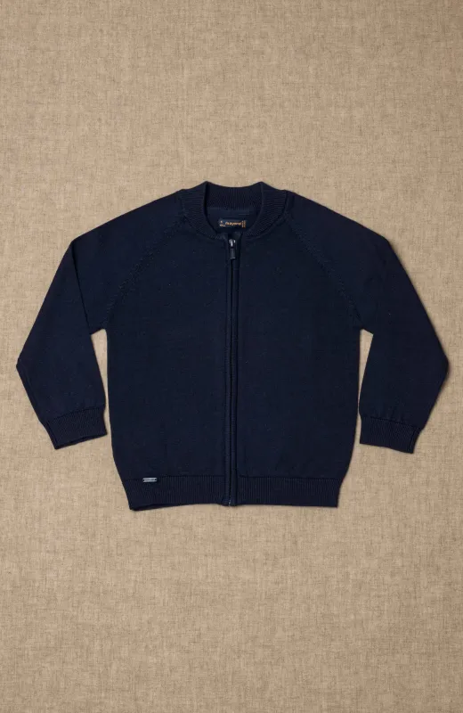 Chaqueta niño lisa cremallera azul , ideal para ceremonias infantiles