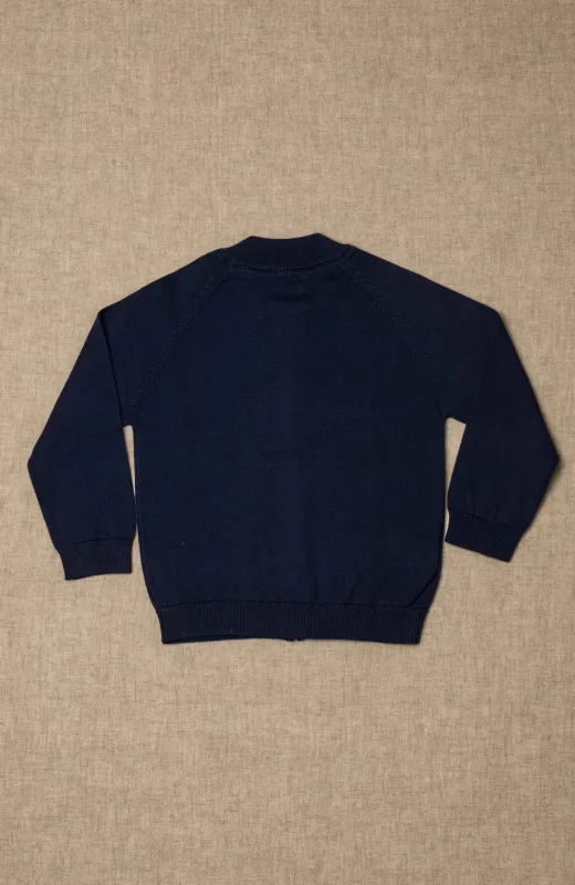 Chaqueta niño lisa cremallera azul , de 3 a 10 años