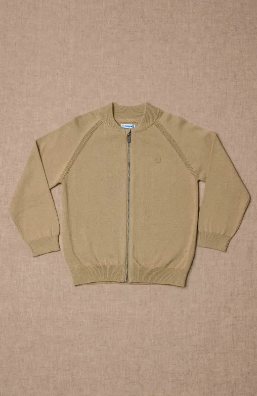 El estilo no tiene estación Chaqueta niño lisa cremallera tostada, ideal para Arras y Comunión