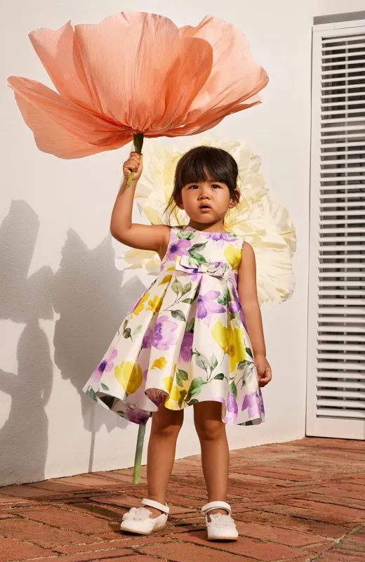 La belleza de lo que empieza Vestido vestir niña bebé flores con falda de capa ideal para ceremonia infantil
