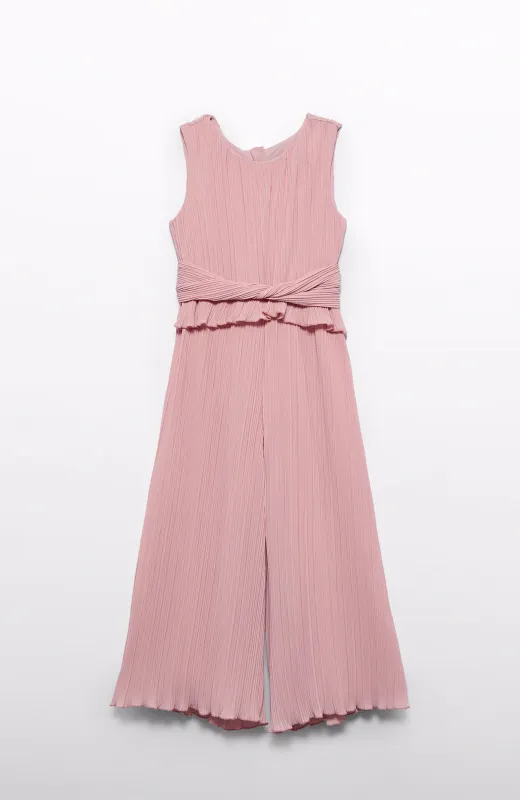 Pensado para su primera celebración elegante Mono niña plisado rosa de Abel and Lula, ideal para graduaciones y ceremonia infantil