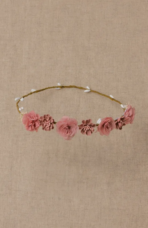 Sutil, elegante, inolvidable Corona niña ceremonia florecitas rosas