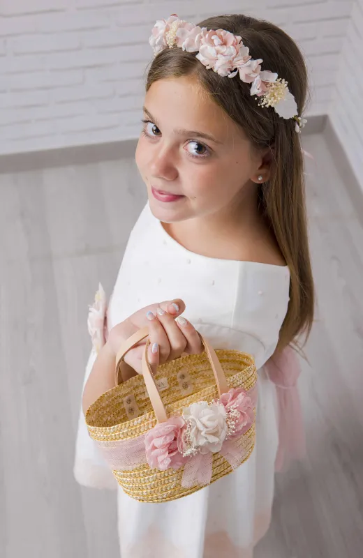 Vestido niña bordado rosa ceremonia Inés Vestido niña bordado rosa ceremonia Inés