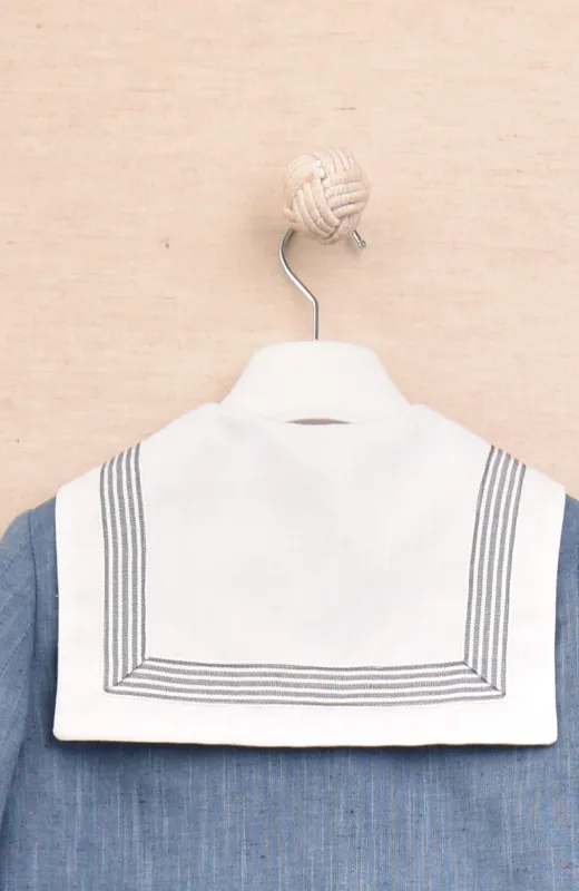 Para un día perfecto Traje de Comunión Marinero lino azul con pantalón blanco