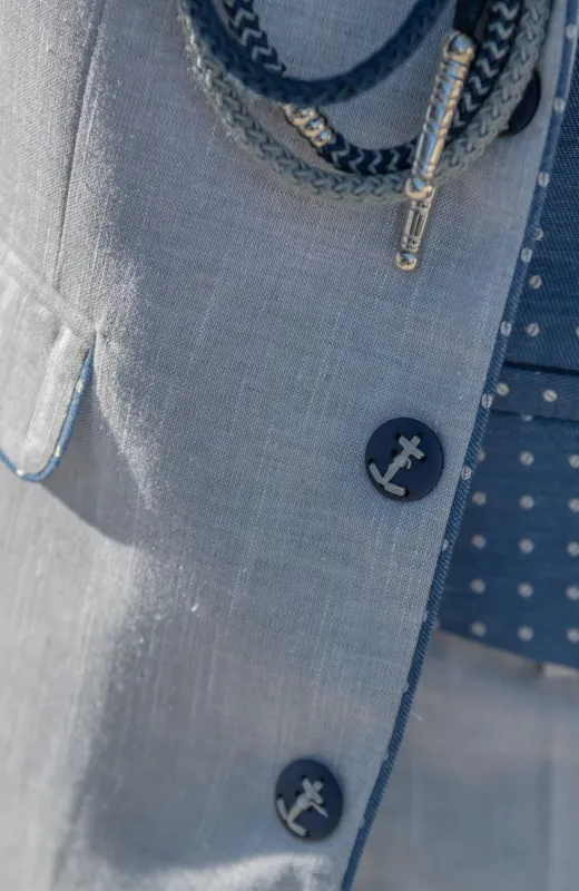 para un dia inolvidable Traje de Comunión Almirante lino gris y azul