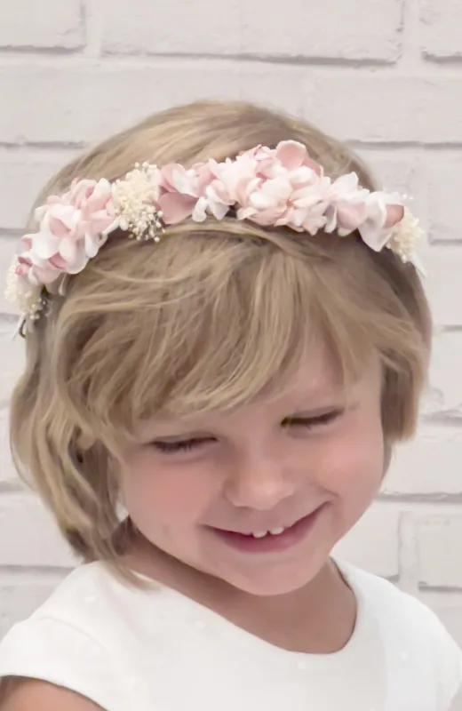 Vestido niña Ceremonia Bambula fajín rosa