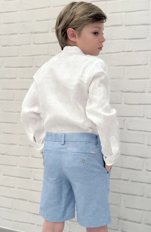 Camisa niño lino ceremonia  cuello mao crudo Raúl Camisa niño lino ceremonia  cuello mao crudo Raúl