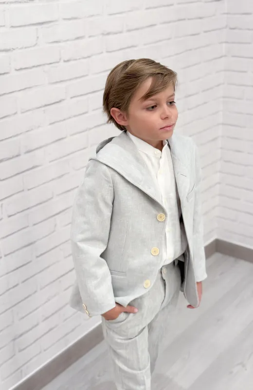 Traje de niño en lino gris de Varones en Madrid y Guadalajara