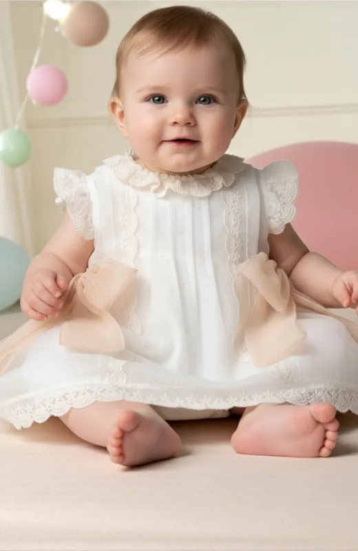 Vestido Bautizo bebé bordado made in Spain