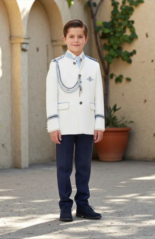 Almirante niño Comunión Kombi Traje de Comunión almirante combinado con cuello mao