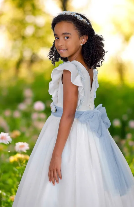 vestido Comunión niña volantes en pechera Claude