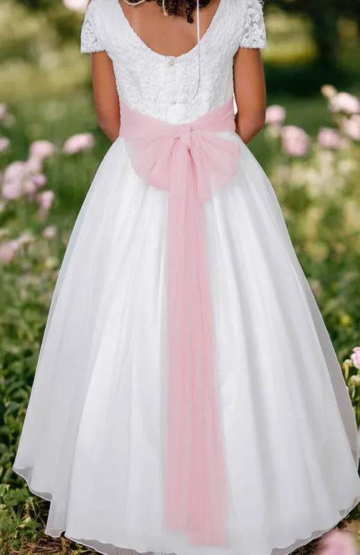 Vestido de Comunión con fajín bordado Celia