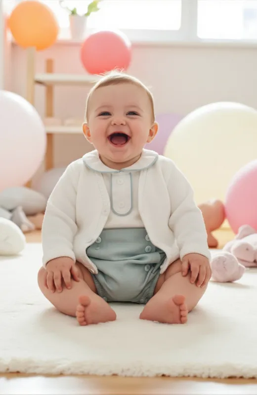 Traje lino bebé ceremonia verde con cuello bebé Martín Traje lino bebé ceremonia verde con cuello bebé Martín