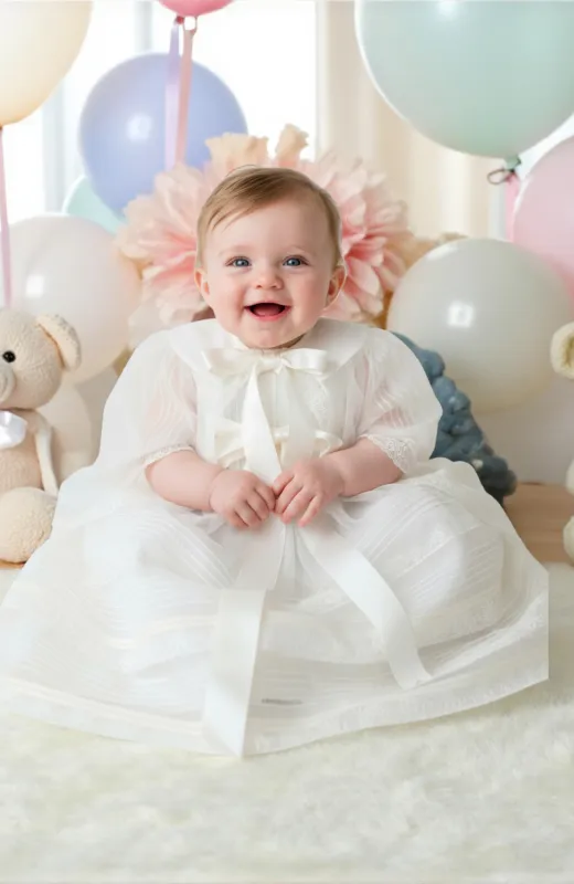 Faldón de Bautizo con capa y capota clásico color crudo Valparaíso