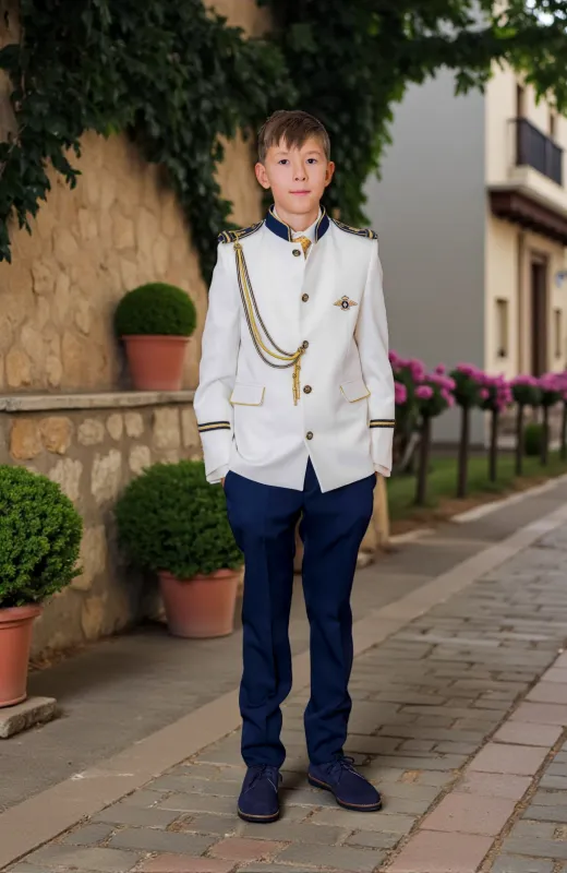 Hecho para su gran dia Traje de Comunión Almirante clásico bicolor con dorado