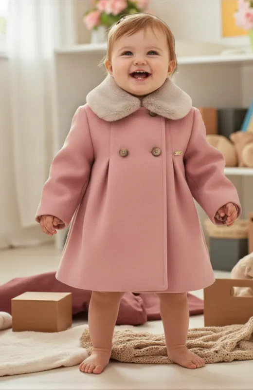 Abrigo bebé paño Rosa Abrigo bebé paño Rosa